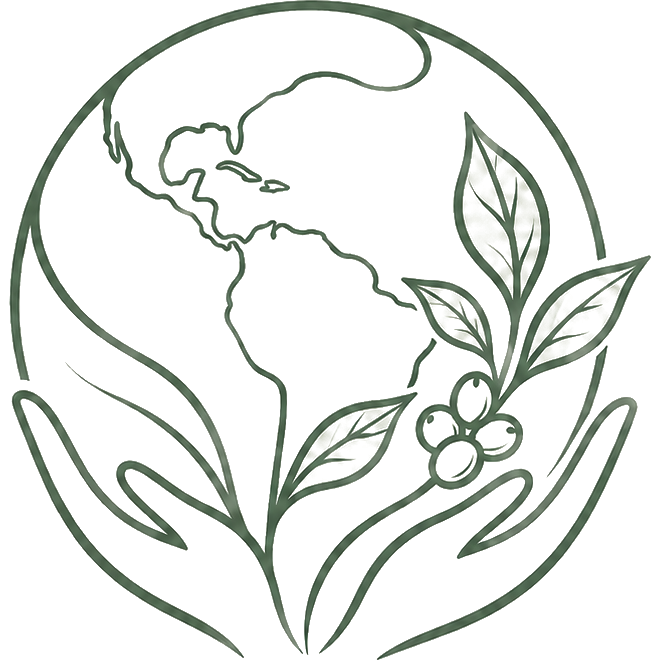 Hands holding the earth with coffee plant